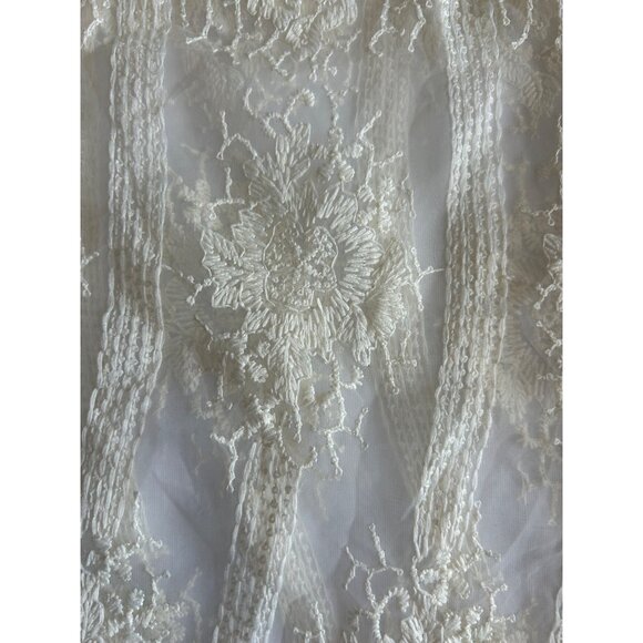 Vintage Chicwish Womens Ivory Lace Blouse Sheer Sleeves & Floral Embellished Sm - Picture 7 of 8